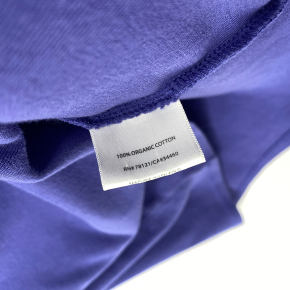EILEEN FISHER Top S Organic Cotton Interlock Jersey V-Neck Elbow Sleeve Blue - Picture 7 of 10